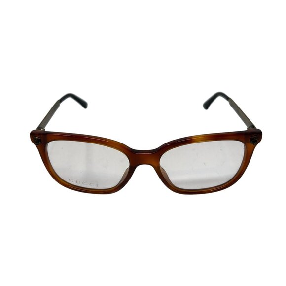 Gucci GG0218O 003 51mm Brown Havana Antique Gold Eyeglasses RX Frames Italy New main image 8